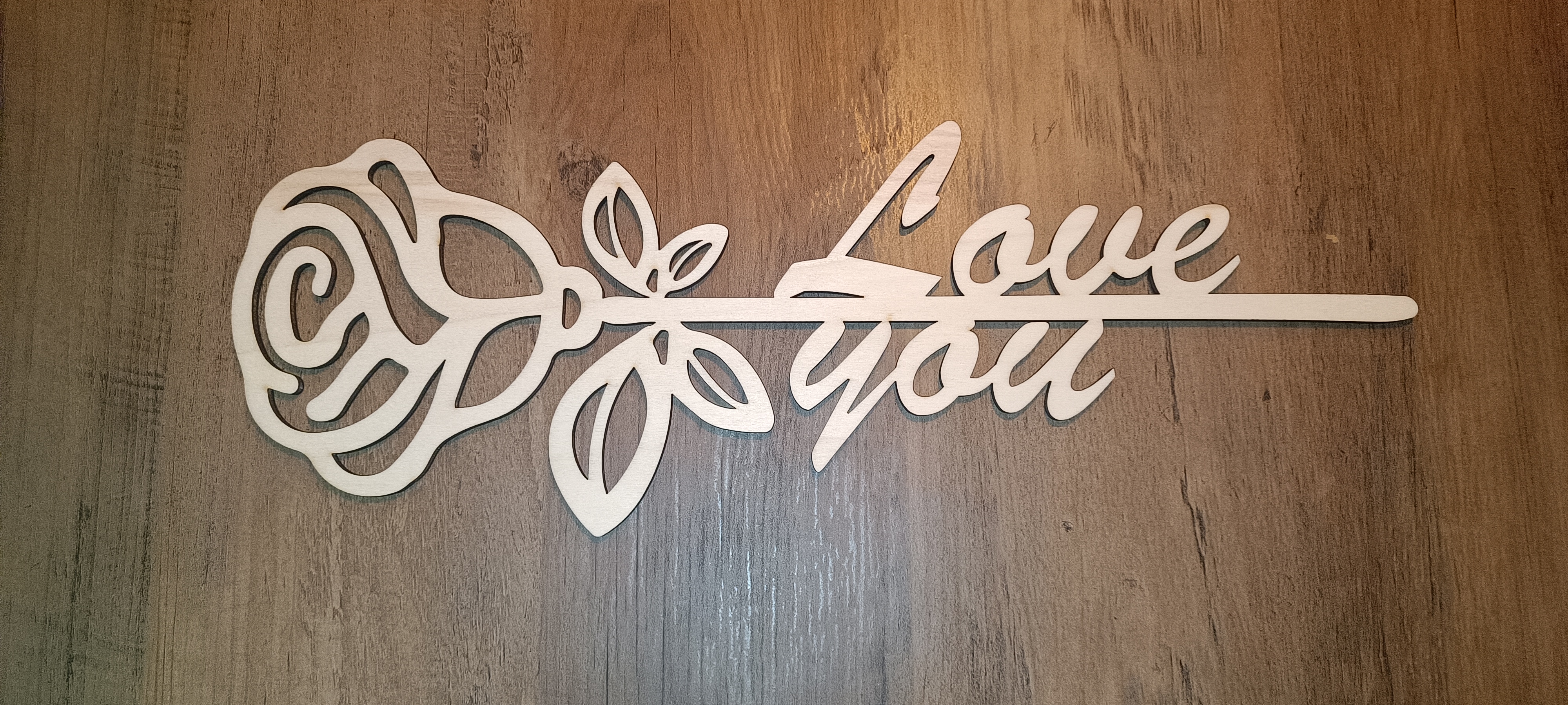 Dřevěná růže - love you 
