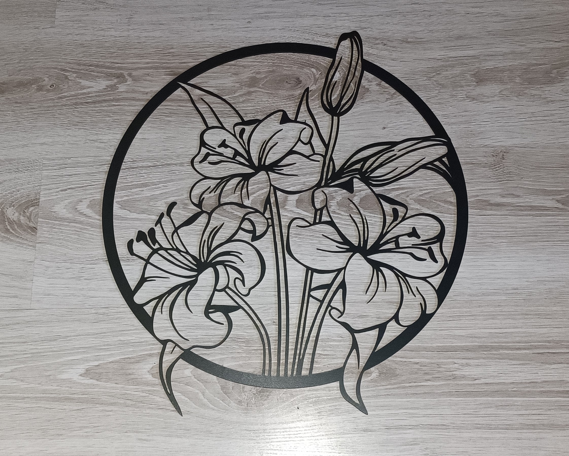 Dřevěný obraz kulatý - orchidej
