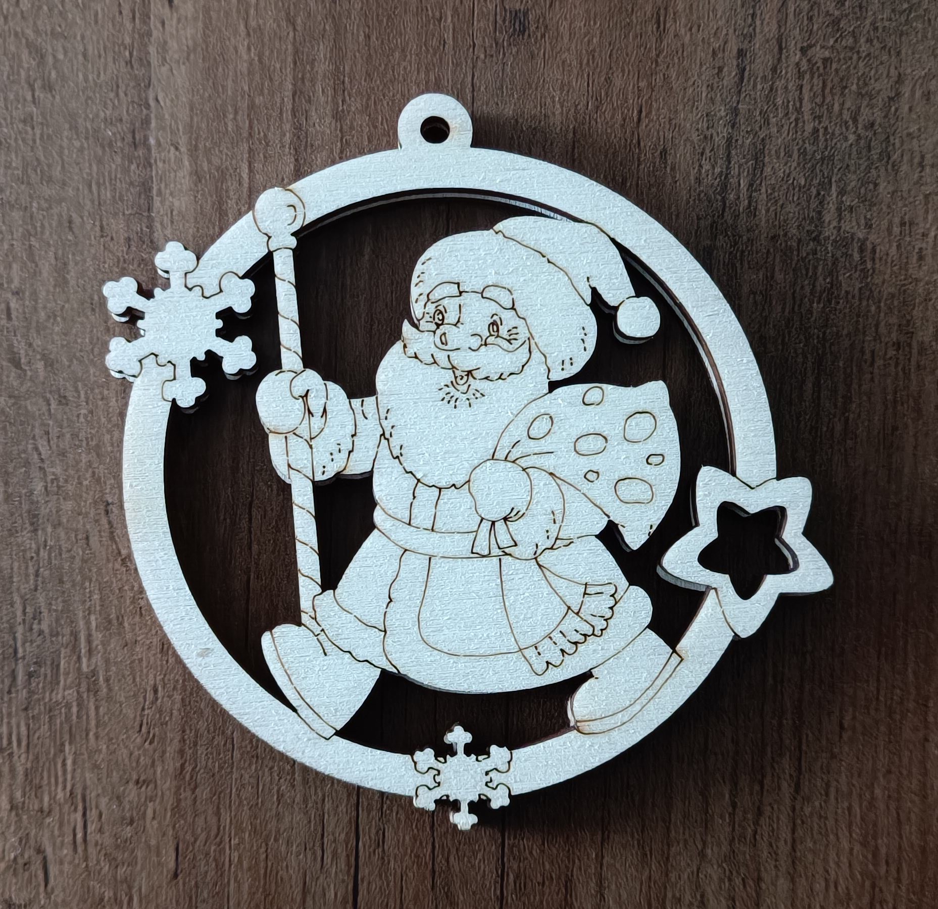 Dřevěná vánoční ozdoba santa klaus