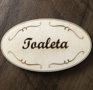 Dřevěná cedulka na dveře Toaleta