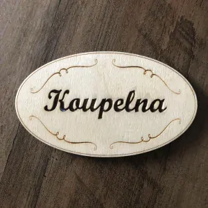 Dřevěná cedulka na dveře Koupelna