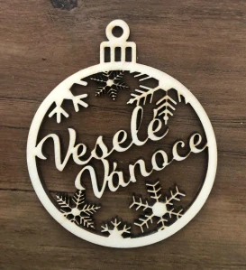 Dřevěná vánoční ozdoba veselé vánoce