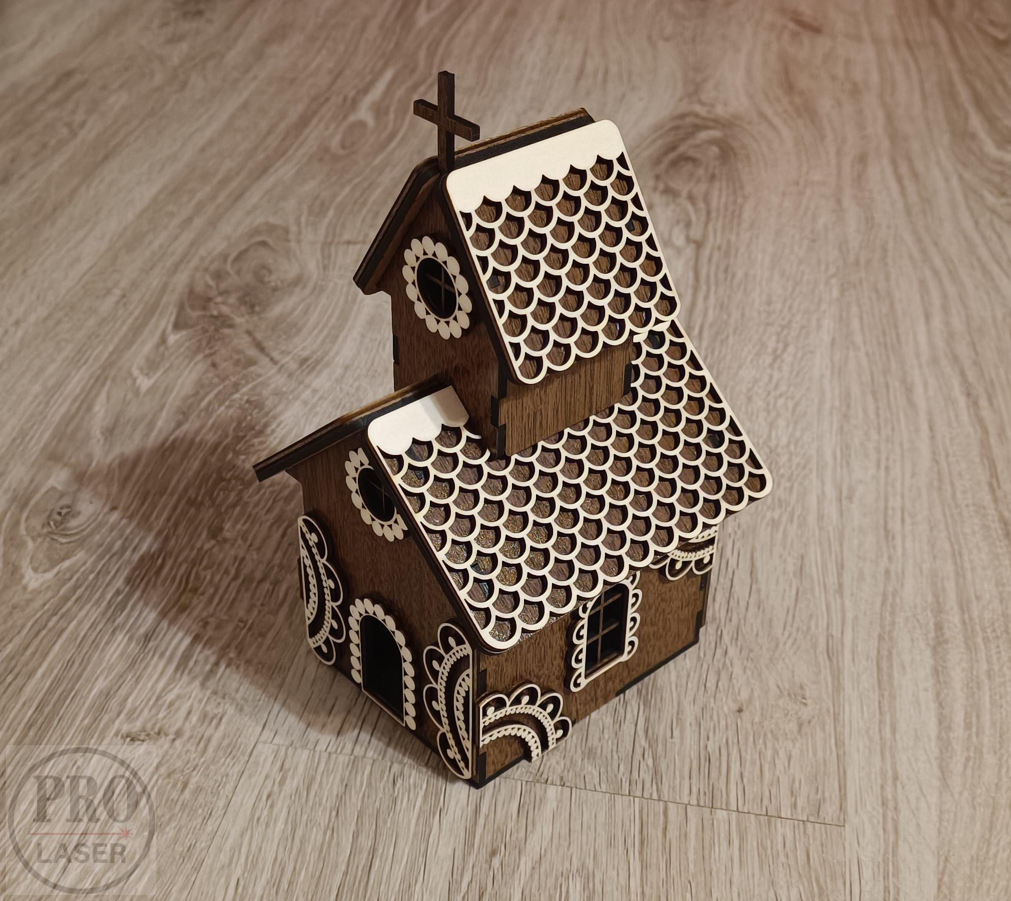 Dřevěná vánoční chaloupka - kostel