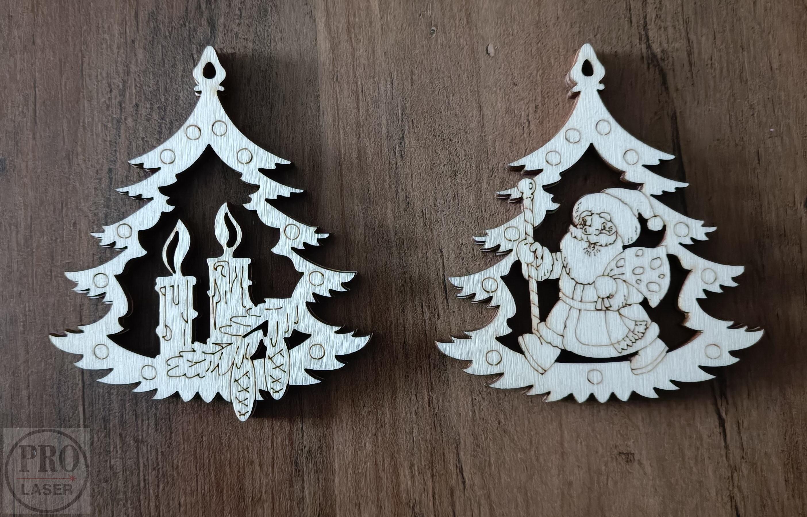 Dřevěná vánoční ozdoba stromek svíčky