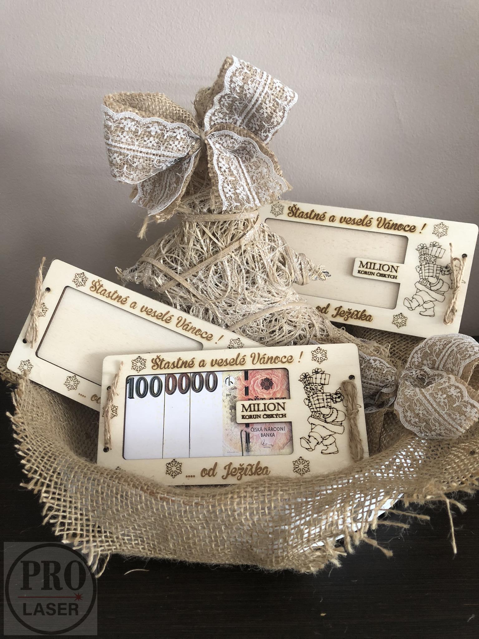 Vánoční obálka na peníze milion
