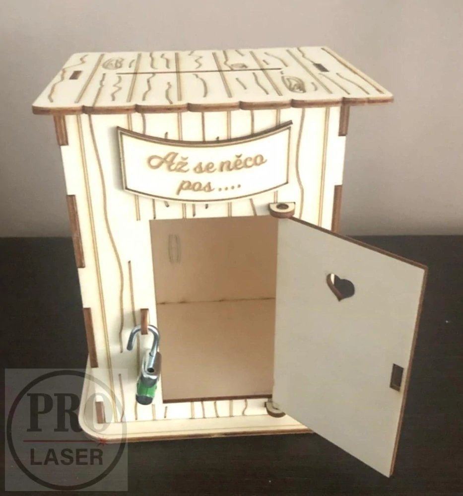 Dřevěná pokladnička záchod, kadibudka
