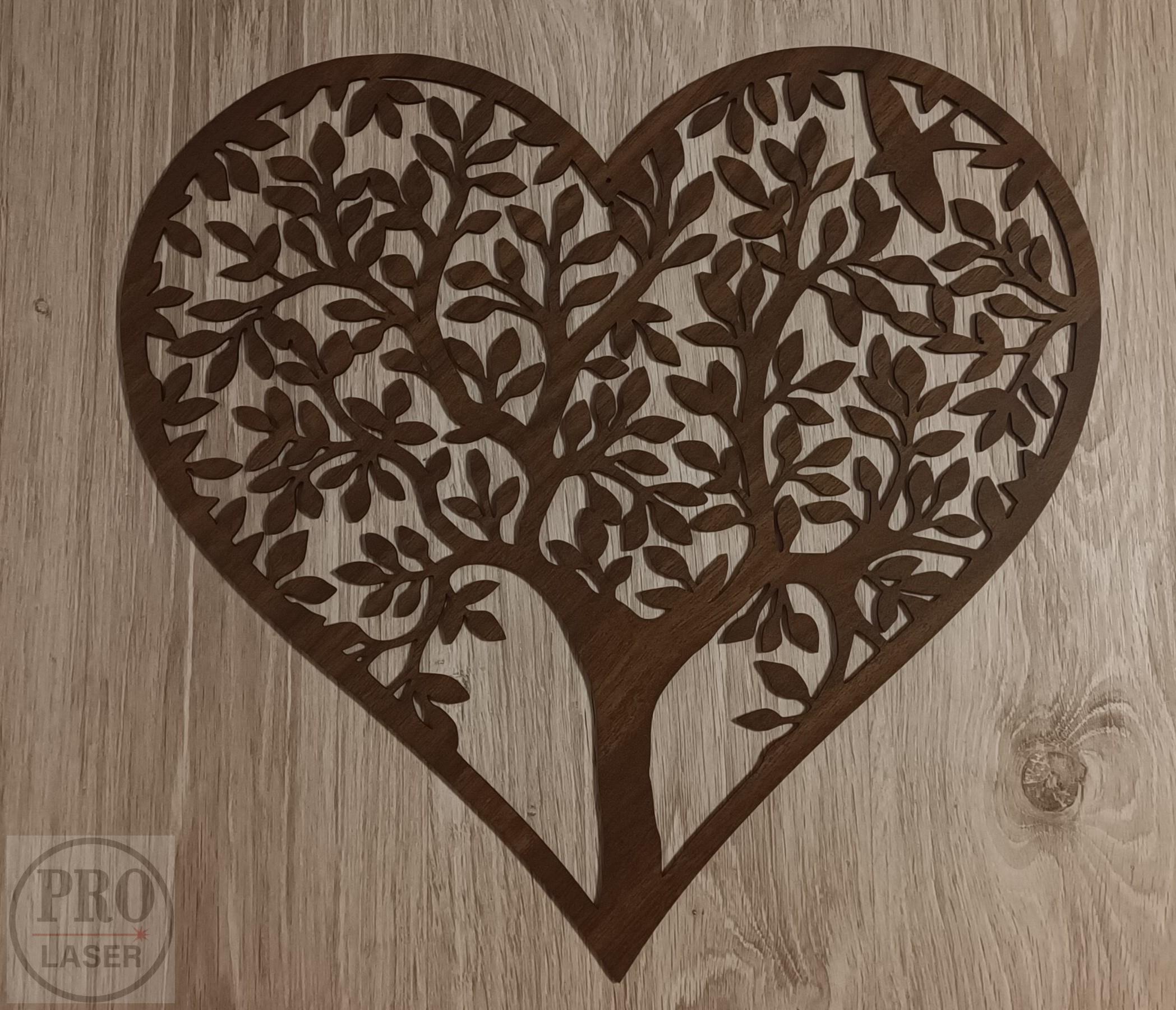 Dřevěný strom života srdce 