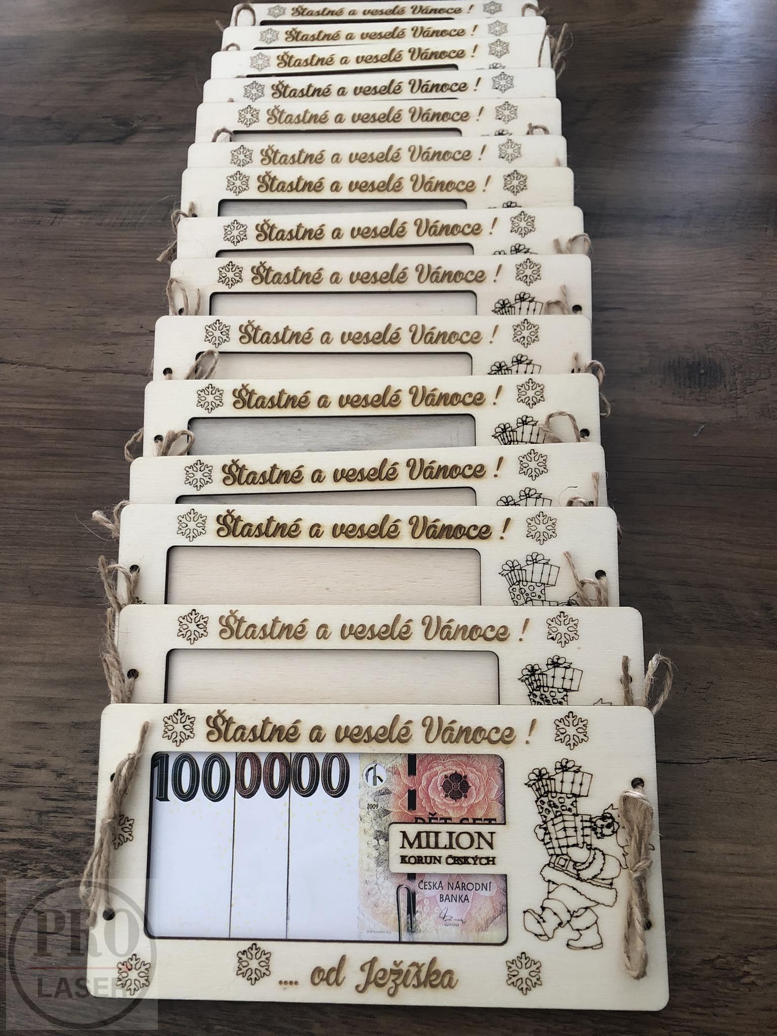 Vánoční obálka na peníze milion