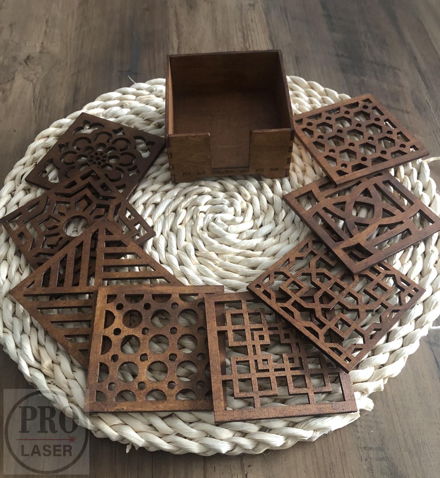 Dřevěné podtácky, sada 8ks