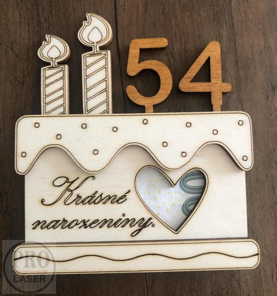 Dřevěné přání - obálka na peníze