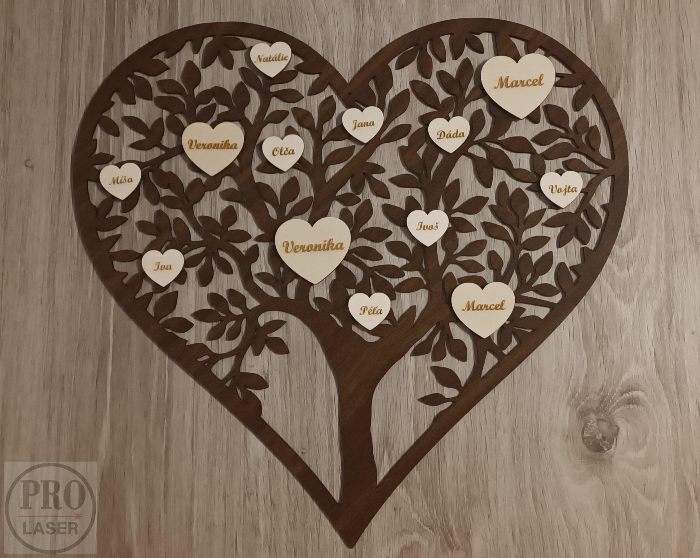 Dřevěný strom života srdce 