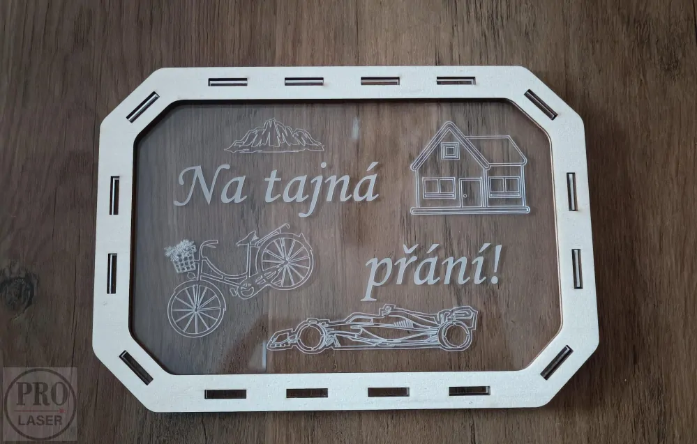 Dřevěná pokladnička - tajná přání