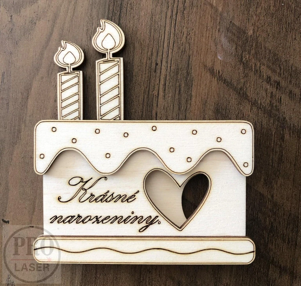 Dřevěné přání - obálka na peníze