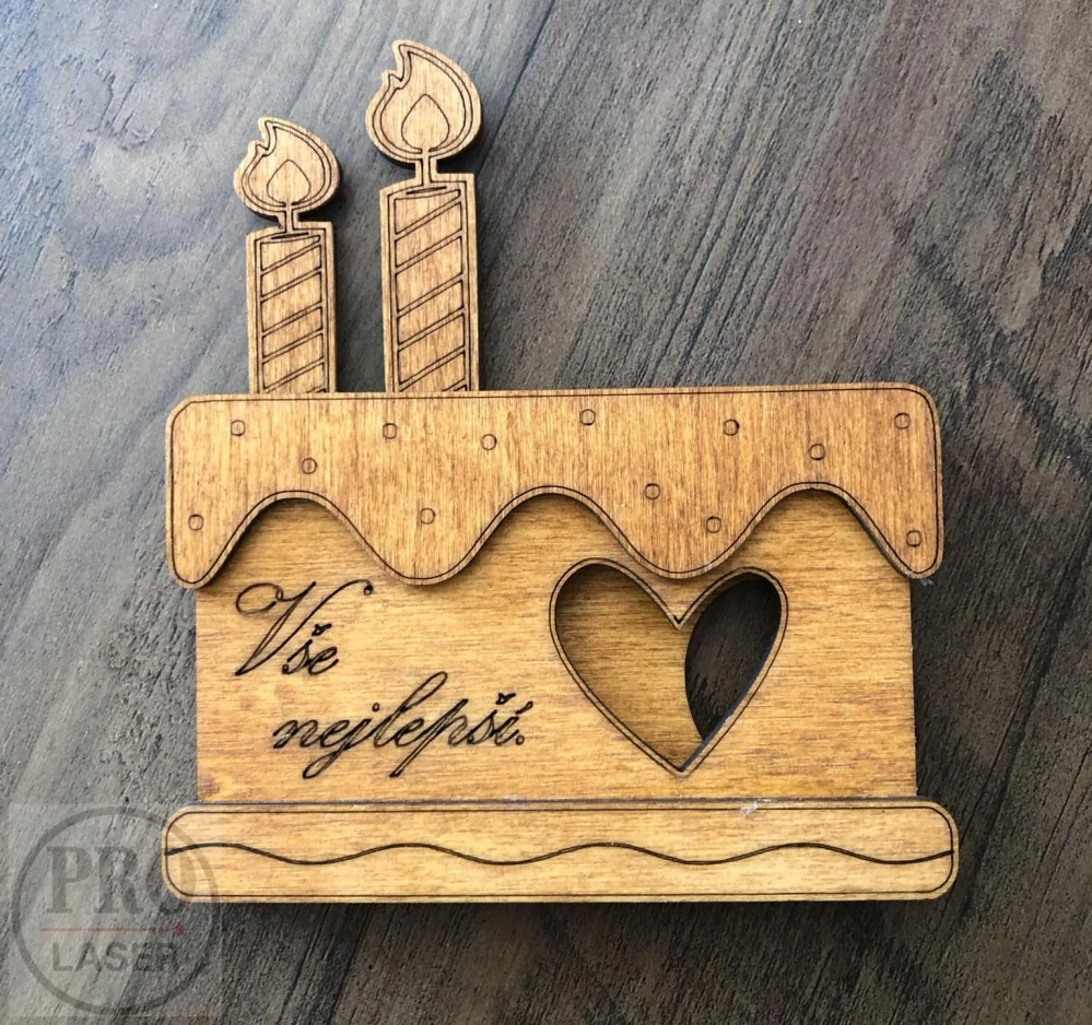 Dřevěné přání - obálka na peníze